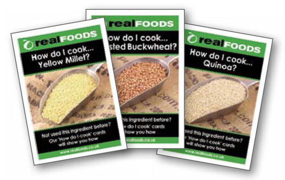 Real Foods how to cook cards available in store